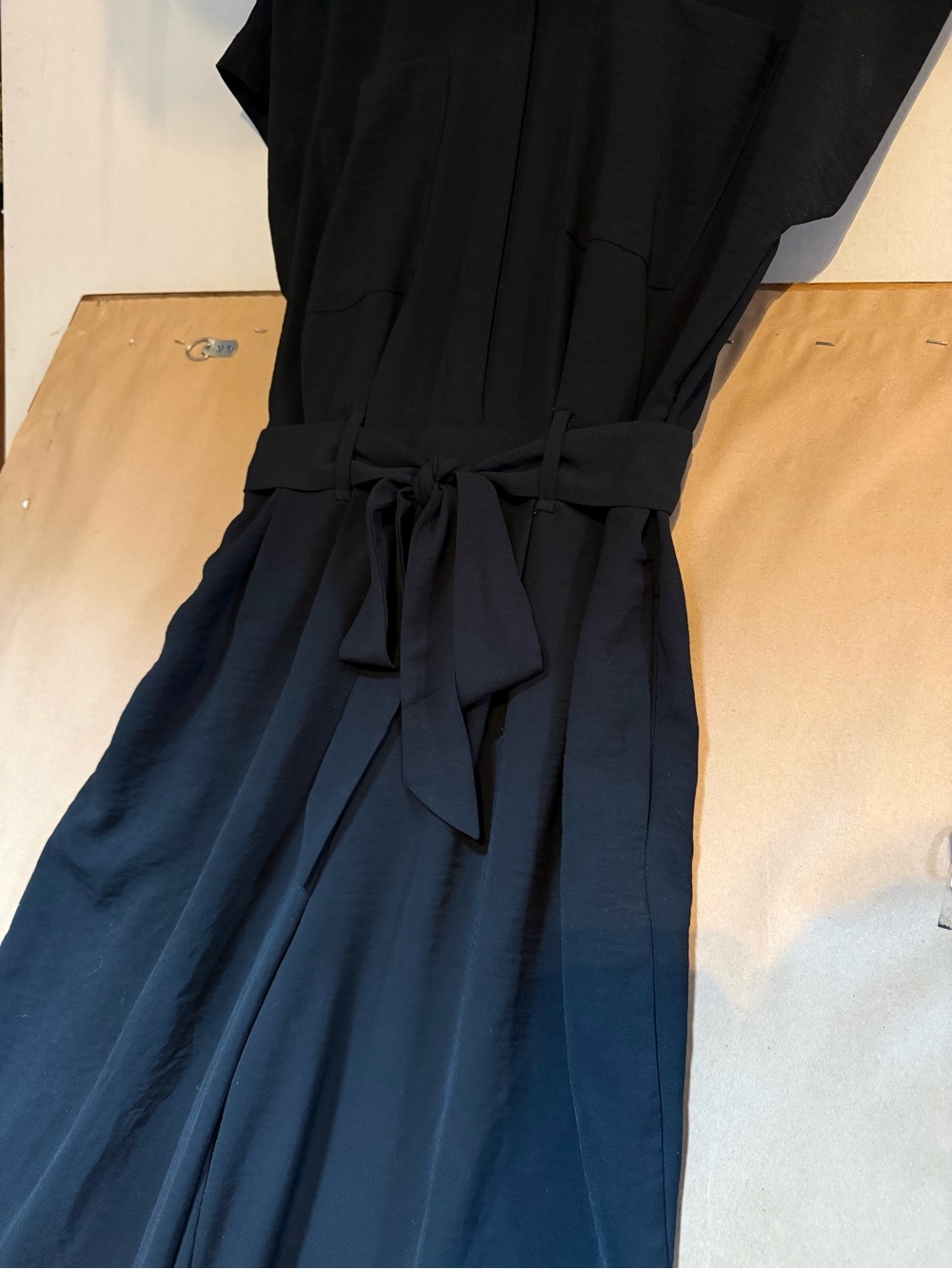 Black Tie-Waist Women’s Jumpsuit full wide leg